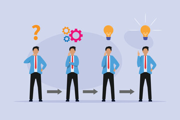 Problem Solving Process From Confusion to Creative Idea 2d flat vector illustration © Creativa Images