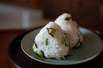 おにぎり、枝豆、昆布、枝豆と昆布、