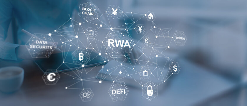 RWA real world assets tokenization concept within secure blockchain finance network.