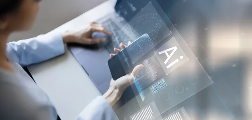 Fotobehang Natuur Park Artificial Intelligence Technology Integration in Modern Work Environments.  © WrightStudio