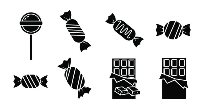 Assorted sweets and chocolate in a striking black silhouette