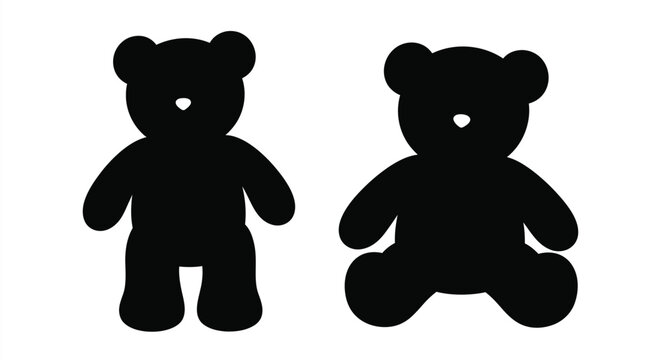Two black bear shapes against a white background silhouette