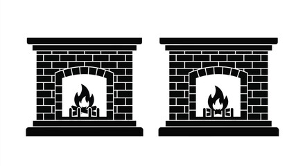 Two black fireplaces with burning flames a striking silhouette © MDJAMAL