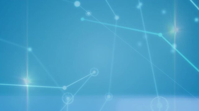 Animation of network of connections over blue background