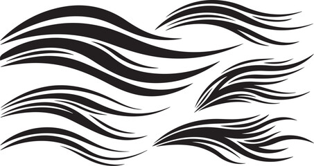 Fototapeta premium Abstract Black and White Wavy Lines Design Elements Set