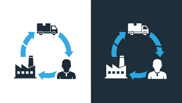 Supply chain cycle - Line and glyph solid icon and logo template - Vector icon symbol for website - Icon vector - Blue icon vector. Clipart. Icon