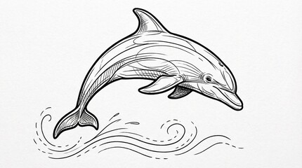 Leaping dolphin with stylized water splashes