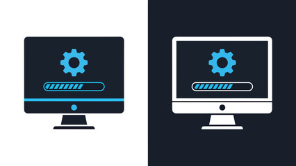 Computer configuration icons - Line and glyph solid icon and logo template - Vector icon symbol for website - Icon vector - Blue icon vector. Clipart. Icon