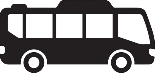 Black silhouette icon of a passenger bus representing public transportation and travel