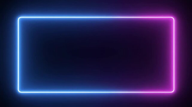Glowing neon rectangle frame template.