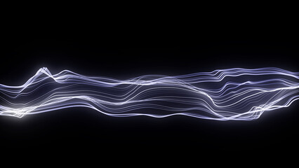 Futuristic technology wave. Digital cyberspace. Abstract wave with moving particles on background. Big data analytics. 3d rendering.