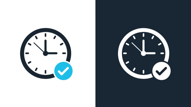 Time management icons - Line and glyph solid icon and logo template - Vector icon symbol for website - Icon vector - Blue icon vector. Clipart. Icon