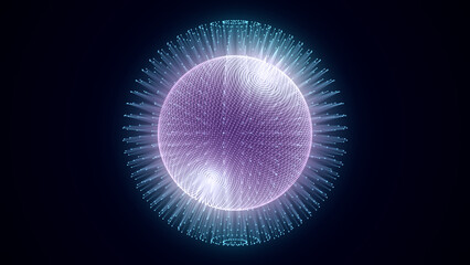 Futuristic sphere of particles and lines. Network connection big data. Abstract technology background. 3d rendering. © Flow 37