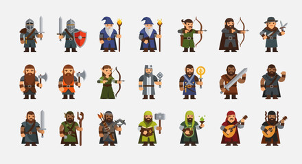 Collection of Fantasy Toy Figures with Weapons. © Anak