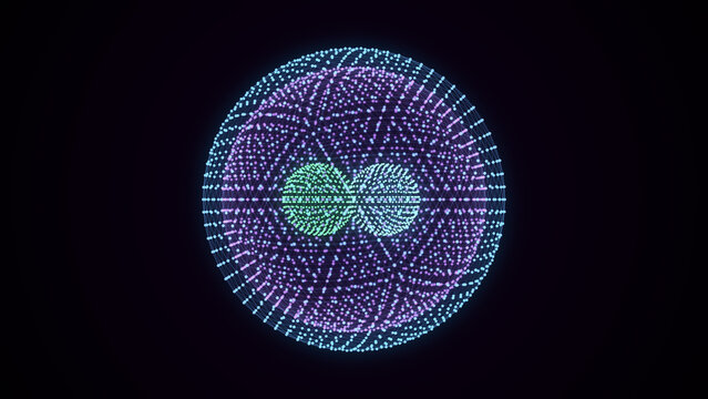 Abstract molecules with dots. Medical research of outbreak virus. Flu epidemic. Science research of pandemic. Outbreak of pneumonia, coronavirus, HIV, plague, infection. 3d rendering.