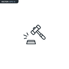 Auction, linear style sign for mobile concept and web design