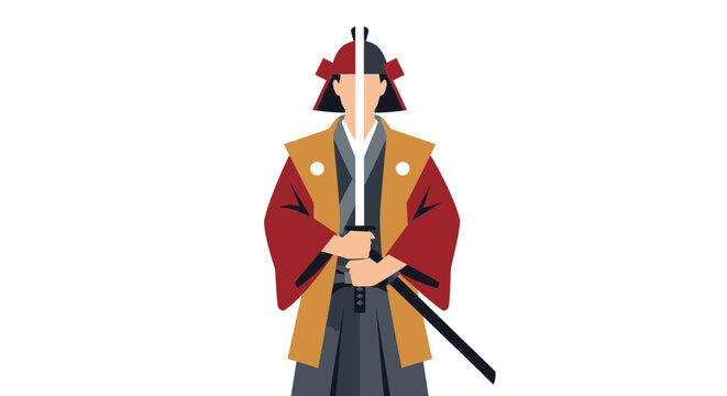 Samurai warrior in traditional Japanese armor holding a sword.