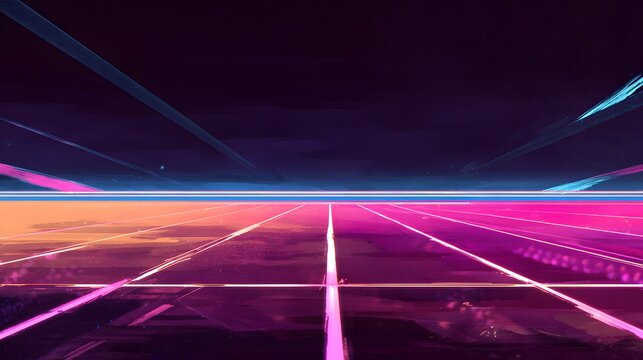 Futuristic neon running track glows beneath a night sky inspiring speed and dynamic modern sports design