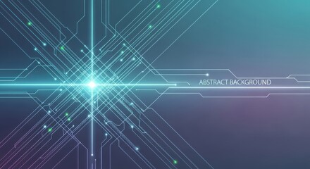 Futuristic abstract background with neon lines and dots, viewed from a digital perspective, showcasing technology and innovation