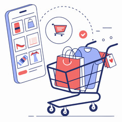 shopping cart with gift boxes