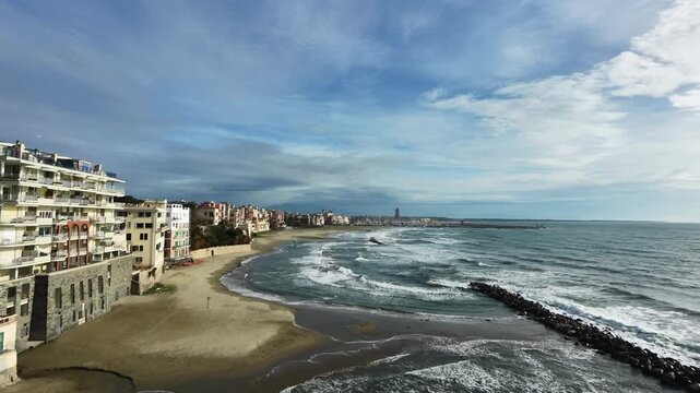 Aerial Drone View of Anzio Coastline in Italy