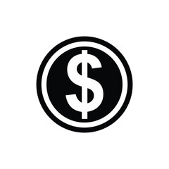 Obraz premium A black and white icon of a dollar sign in a circle on a plain background