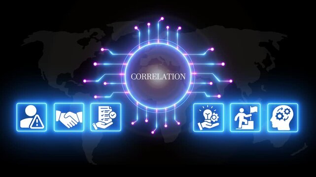 Correlation Concept with Neon and Global Connectivity business finance technology