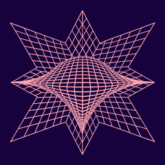 Distorted grid shapes isolated. Retrofuturistic warped mesh grid. Curved mesh abstract elements. Retro punk design element. Vector curve surface background. © Designer As HasiB