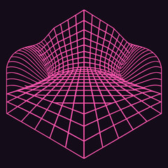 Distorted grid shapes isolated. Retrofuturistic warped mesh grid. Curved mesh abstract elements. Retro punk design element. Vector curve surface background. © Designer As HasiB