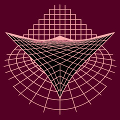 Distorted grid shapes isolated. Retrofuturistic warped mesh grid. Curved mesh abstract elements. Retro punk design element. Vector curve surface background. © Designer As HasiB