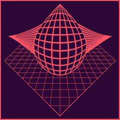 Distorted grid shapes isolated. Retrofuturistic warped mesh grid. Curved mesh abstract elements. Retro punk design element. Vector curve surface background. © Designer As HasiB