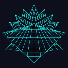 Distorted grid shapes isolated. Retrofuturistic warped mesh grid. Curved mesh abstract elements. Retro punk design element. Vector curve surface background. © Designer As HasiB