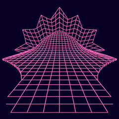 Distorted grid shapes isolated. Retrofuturistic warped mesh grid. Curved mesh abstract elements. Retro punk design element. Vector curve surface background. © Designer As HasiB