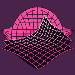Distorted grid shapes isolated. Retrofuturistic warped mesh grid. Curved mesh abstract elements. Retro punk design element. Vector curve surface background. © Designer As HasiB