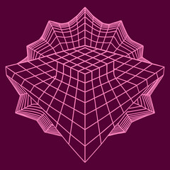 Distorted grid shapes isolated. Retrofuturistic warped mesh grid. Curved mesh abstract elements. Retro punk design element. Vector curve surface background. © Designer As HasiB