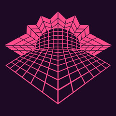 Distorted grid shapes isolated. Retrofuturistic warped mesh grid. Curved mesh abstract elements. Retro punk design element. Vector curve surface background. © Designer As HasiB