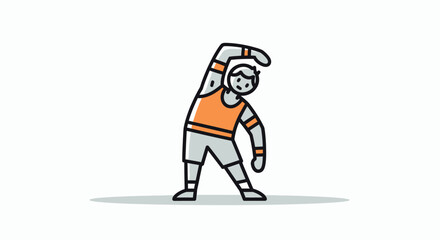 Fototapeta premium Minimalist illustration of a person performing a stretching exercise in a casual outfit for health and wellness routine