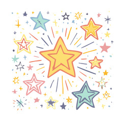 Obraz premium Vibrant stars bursting in a colorful explosion of star shapes and dynamic lines