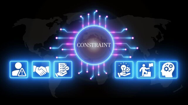 Constraint Concept with Neon and Global Connectivity on Dark Background business constraint management