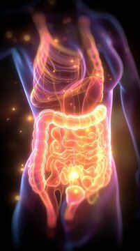 Glowing Human Digestive System in Vibrant Colors vertical video