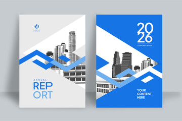 Fototapeta premium Business Report Cover Template – Blue Geometric Layout (A4)
