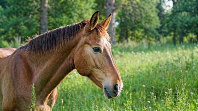 Brown horses in the grass