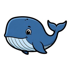 Obraz premium Cartoon Whale Illustration on White Background.