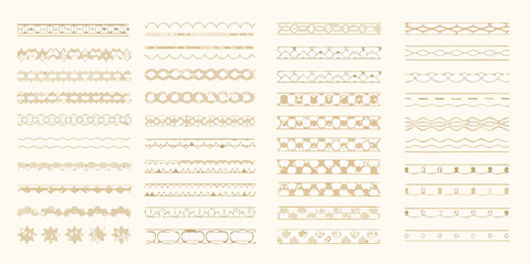 Obraz premium Collection of decorative golden line patterns and ornamental borders