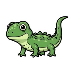 Obraz premium Cartoon green dinosaur illustration for kids.