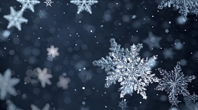 Snowflakes Falling from the Sky Winter Scene.