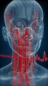 Human Anatomy: Highlighted Carotid Arteries and Brain Blood Flow vertical video
