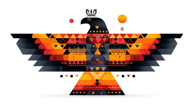 Abstract graphic illustration of eagle with geometric pattern