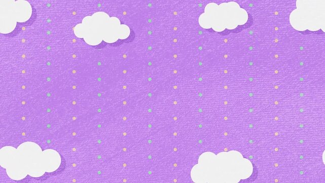 雲が動くかわいいドット柄と紫の布テクスチャの背景動画素材 [4K/ループ]