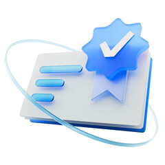 3d reward icon with certificate and checkmark badge  © Wen_Design99